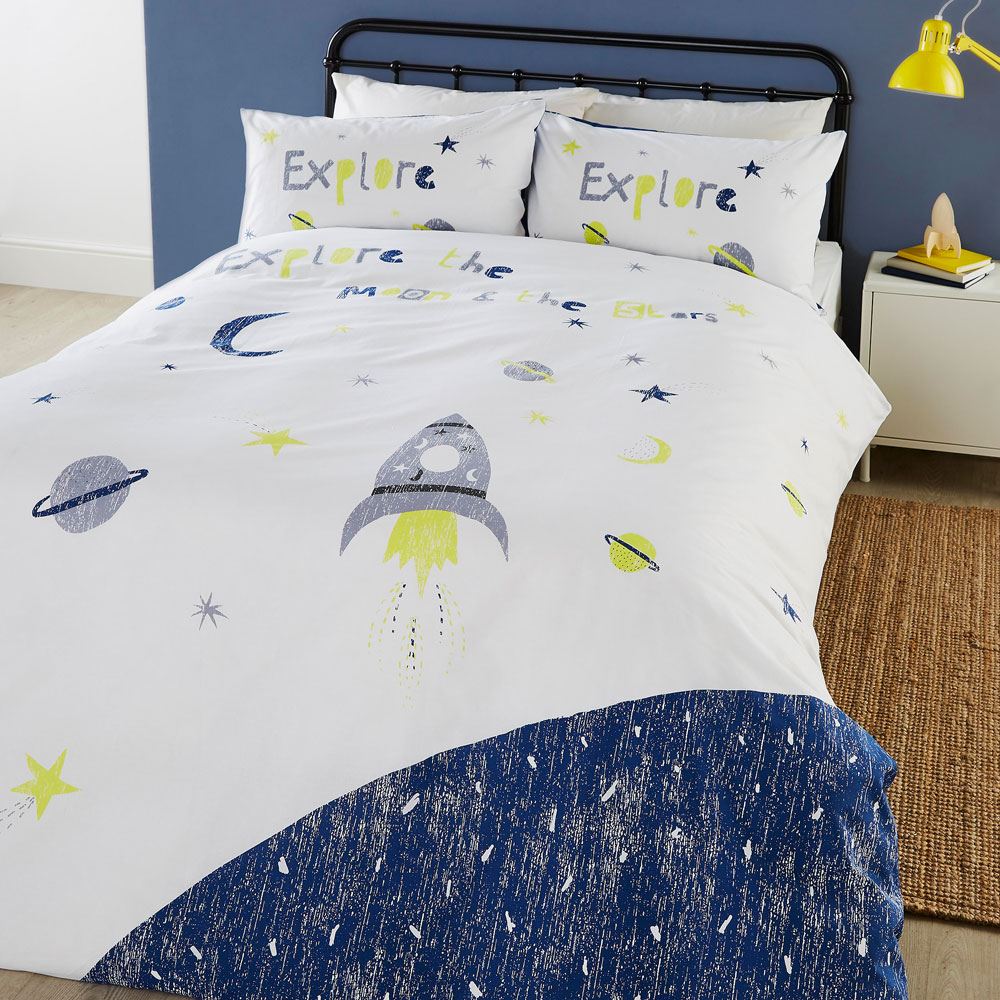 Appletree Kids Explore Glow in the Dark 100% Cotton Reversible Duvet Cover Set