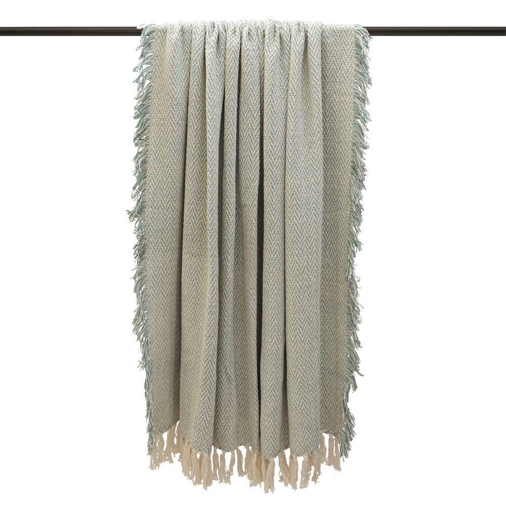 Furn Jasper Herringbone Weave 100% Cotton Fringed Throw