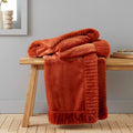 Catherine Lansfield Velvet and Faux Fur Soft Touch 150x200cm Blanket Throw Burnt Orange
