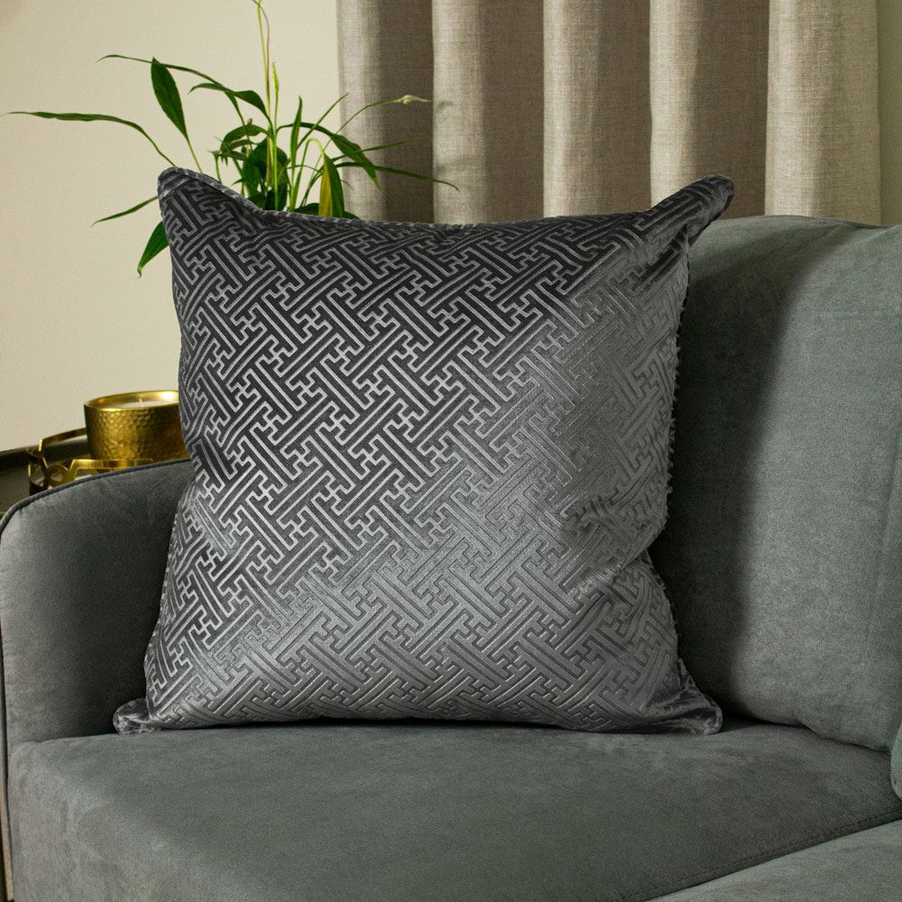 Paoletti Florence Embossed Luxe Velvet Piped Cushion Cover