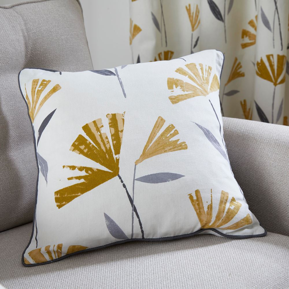 Fusion Dacey Contemporary Floral Print 100% Cotton Piped Edge Cushion Cover