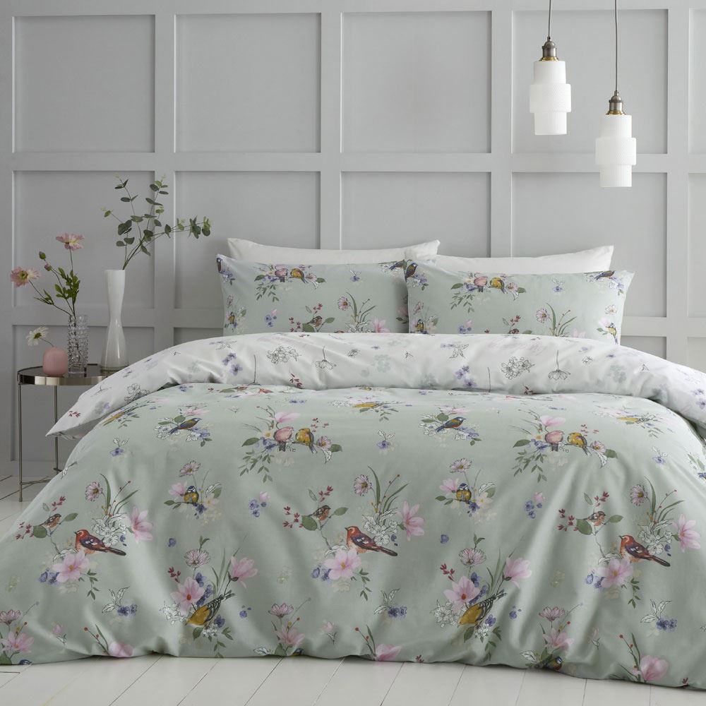 Catherine Lansfield Songbird Reversible Easy Care Duvet Cover Set