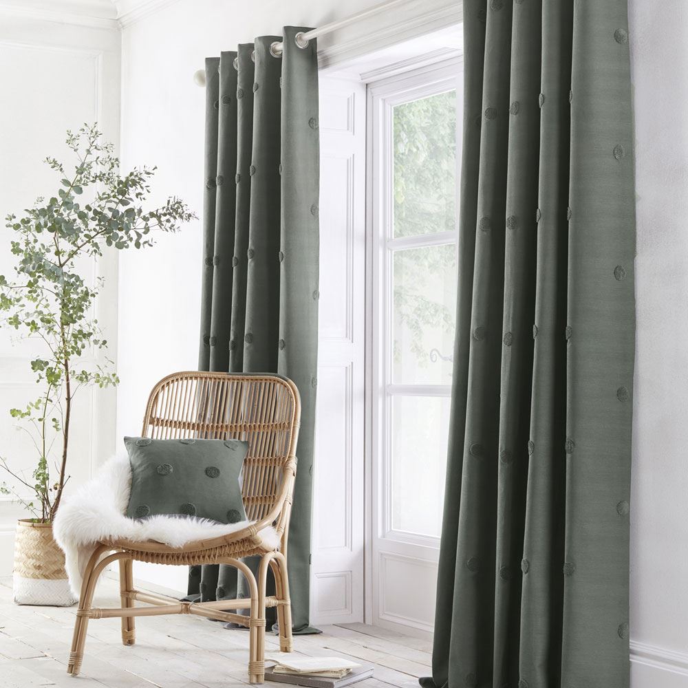 Appletree Boutique Zara Tufted Spots 100% Cotton Eyelet Lined Curtains