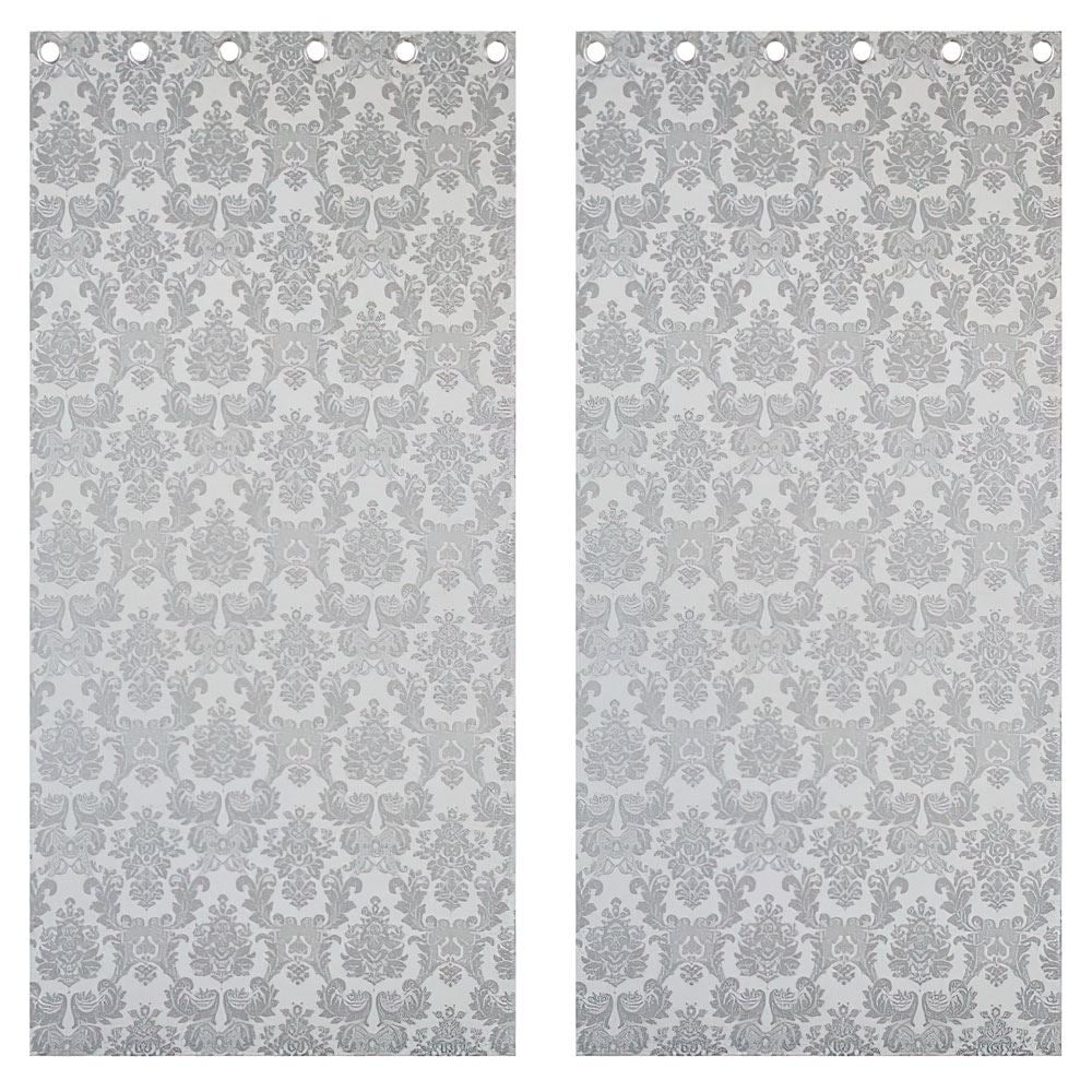 Catherine Lansfield Damask Jacquard Embellished Lined Eyelet Curtains