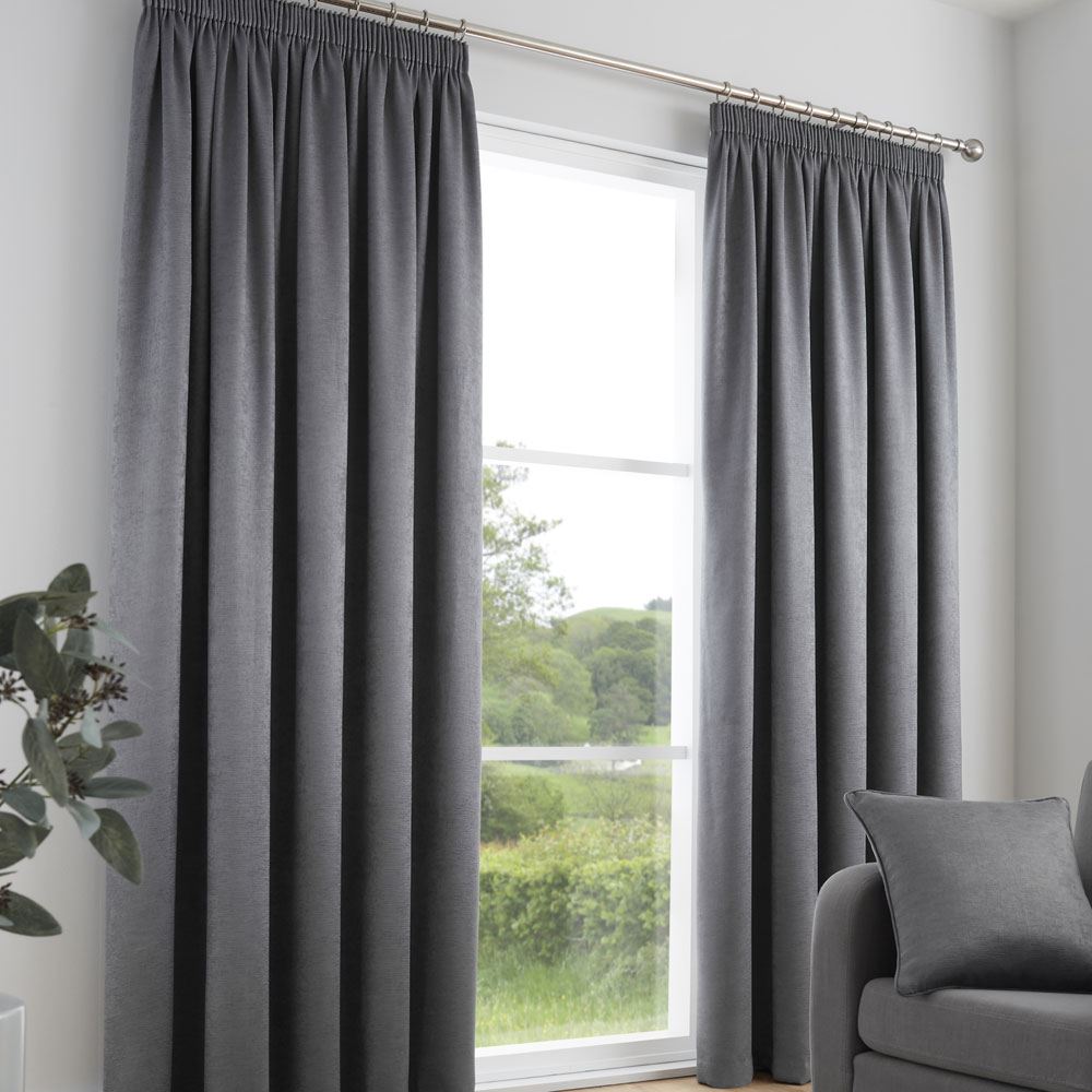 Fusion Galaxy Plain Dyed Triple Woven Thermal Pencil Pleat Lined Curtains