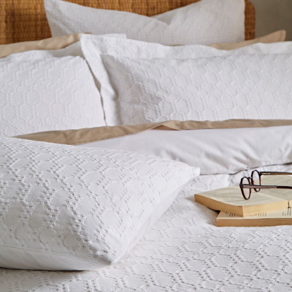 Bianca Waffle Circles Textured 100% Cotton Duvet Cover and Pillowcase Set
