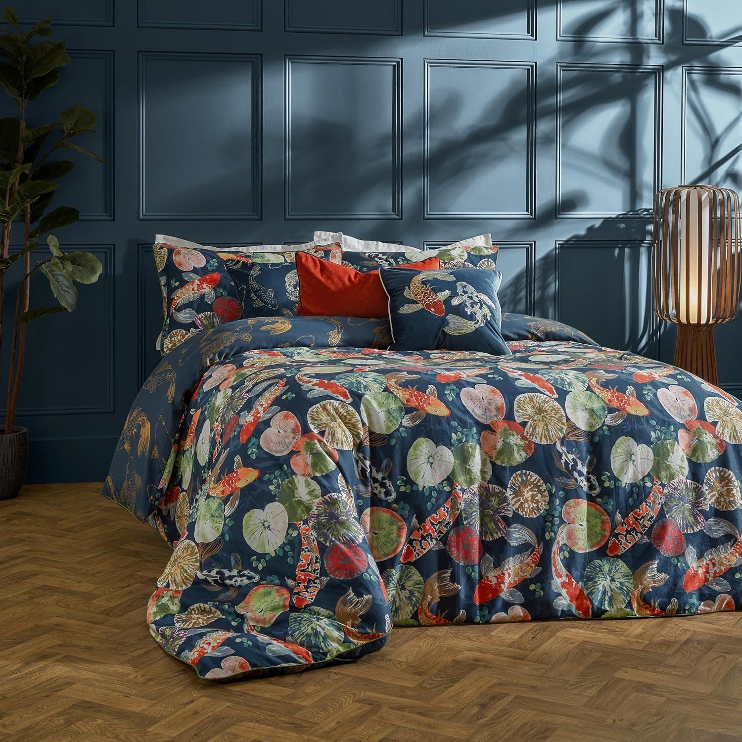 Paoletti Koi Pond 100% Cotton 200 Thread Count Duvet Cover Set