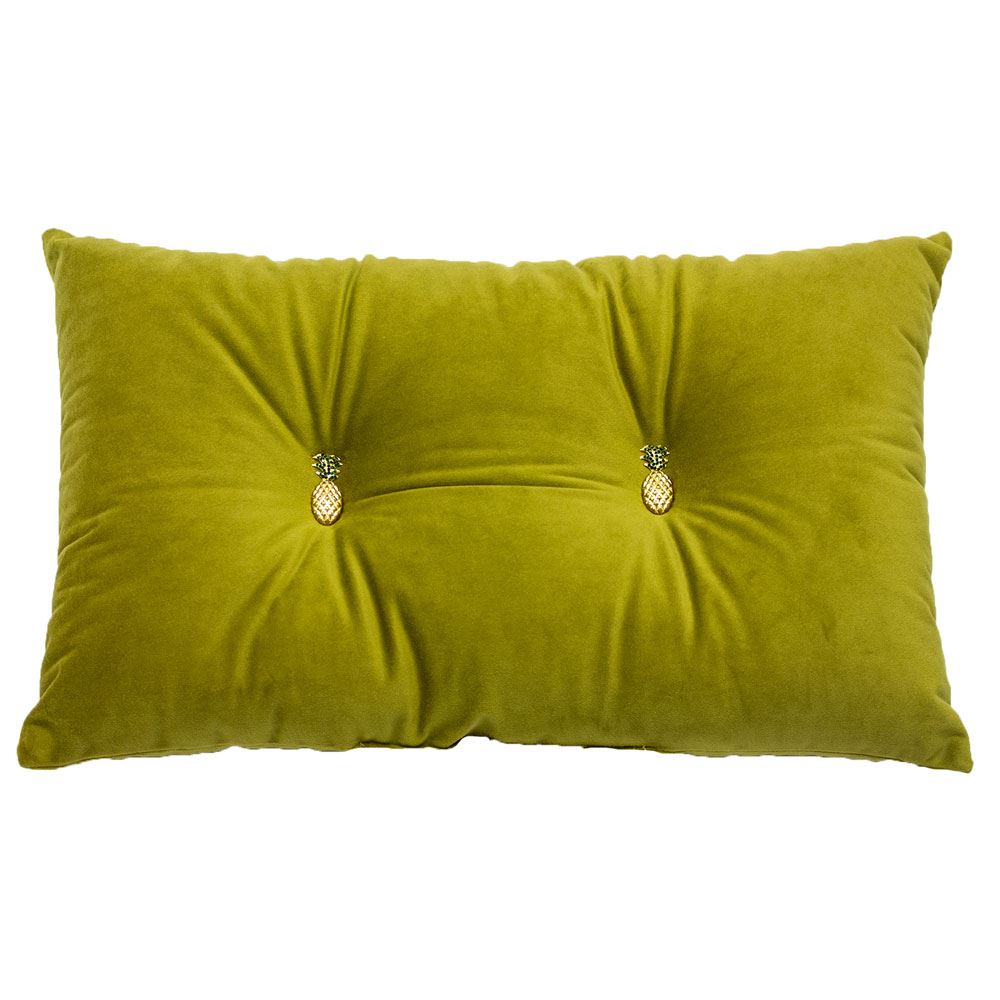 Riva Home Pineapple Shaped Buttons Embellished Filled Cushion