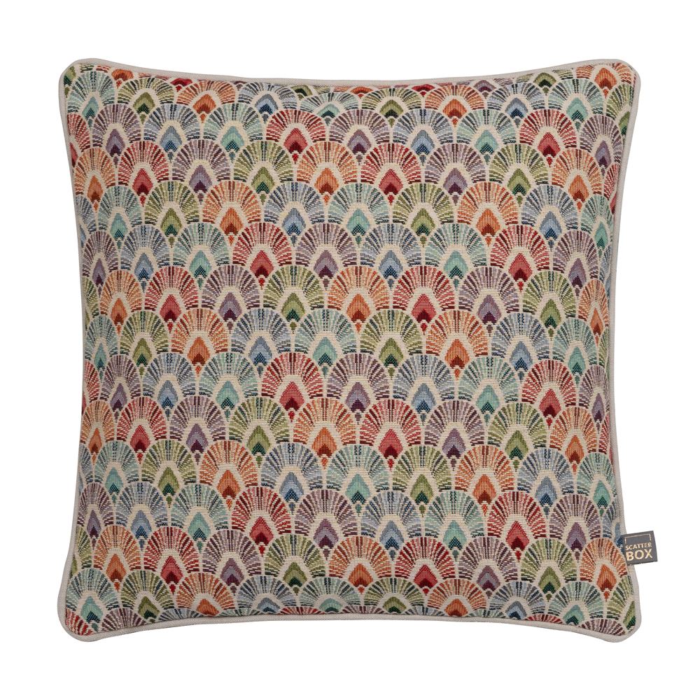 Scatter Box Lottie Fans Woven Jacquard Feather Filled Piped Edge Cushion