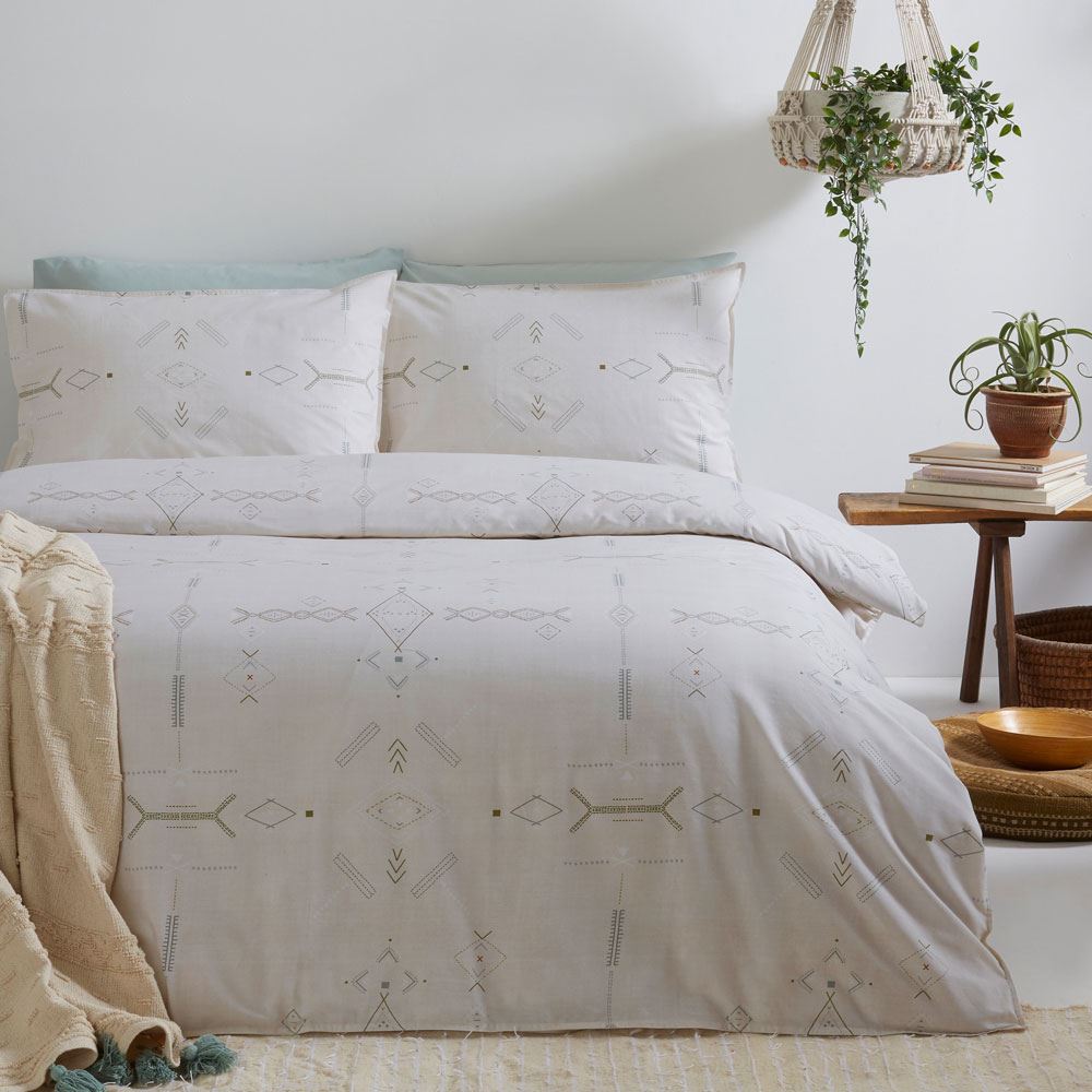 The Linen Yard Mini Inka Aztec Print 100% Cotton Reversible Duvet Cover Set