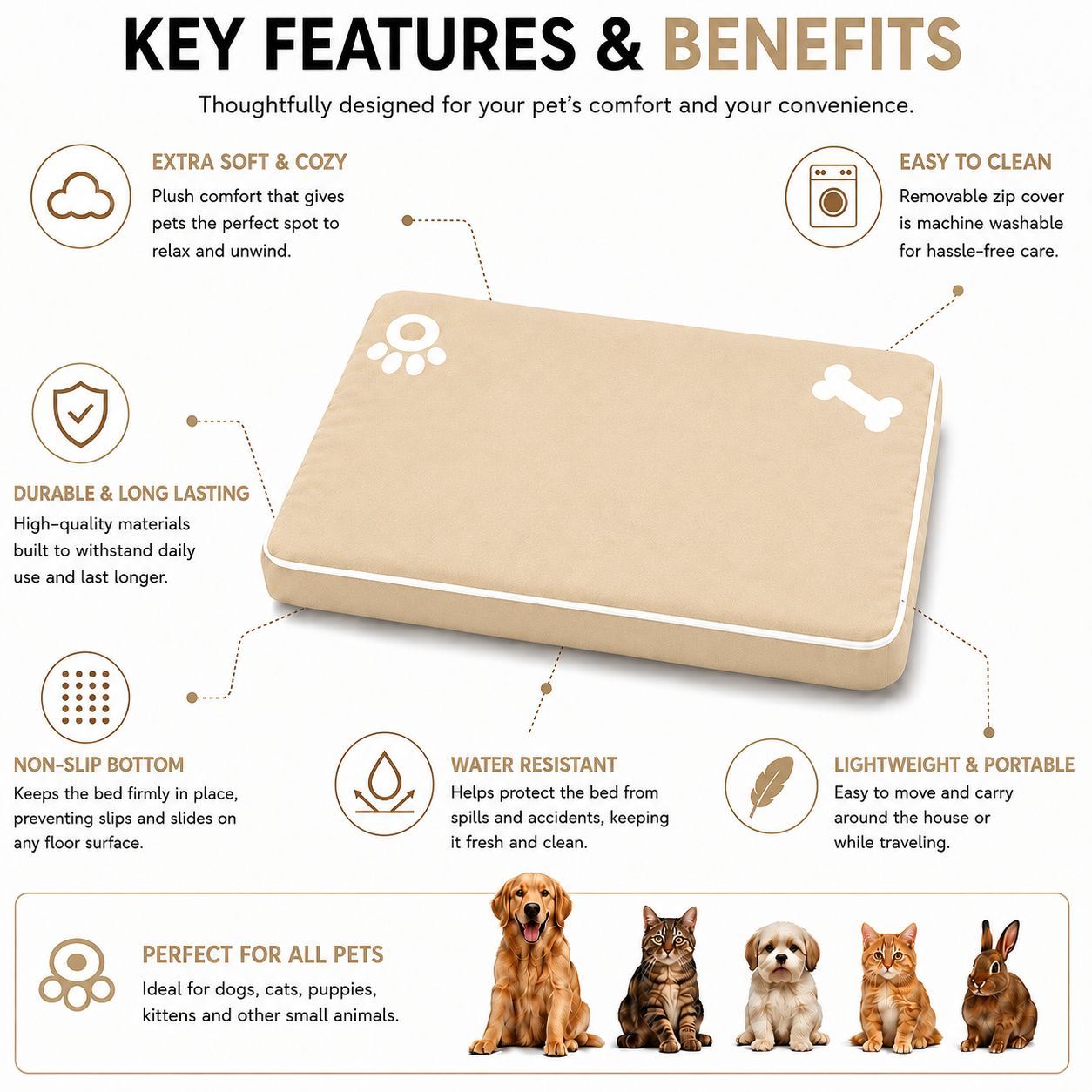 Night Zone Super Soft Bone & Paw Pet Bed Mat