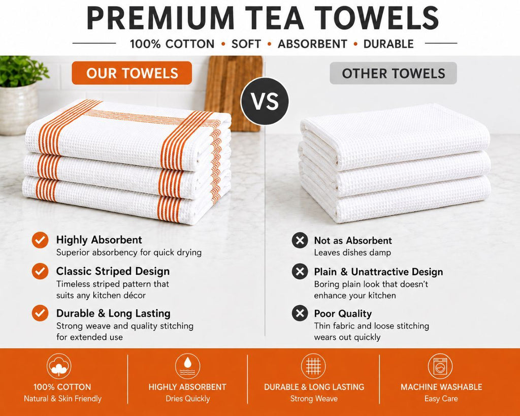 Night Zone Waffle Tea Towels 2 Pack, 100% Cotton
