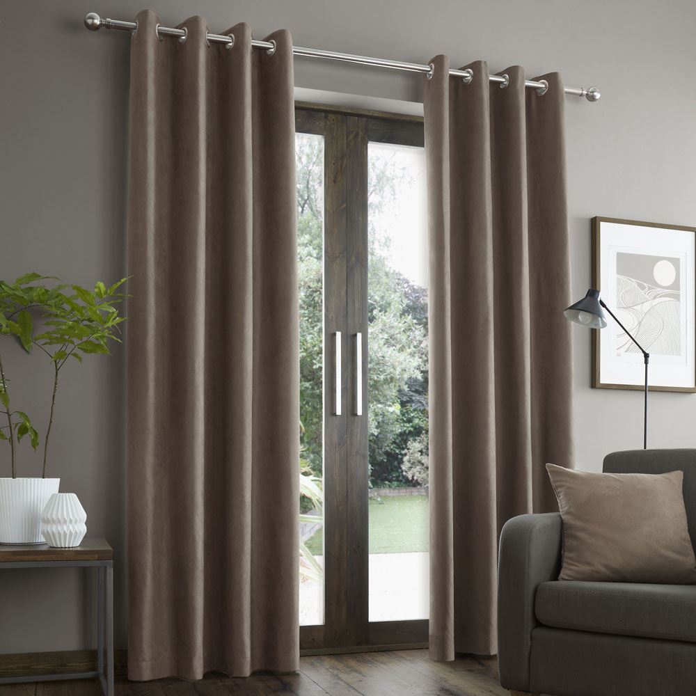 Catherine Lansfield Faux Suede Lined Eyelet Curtains