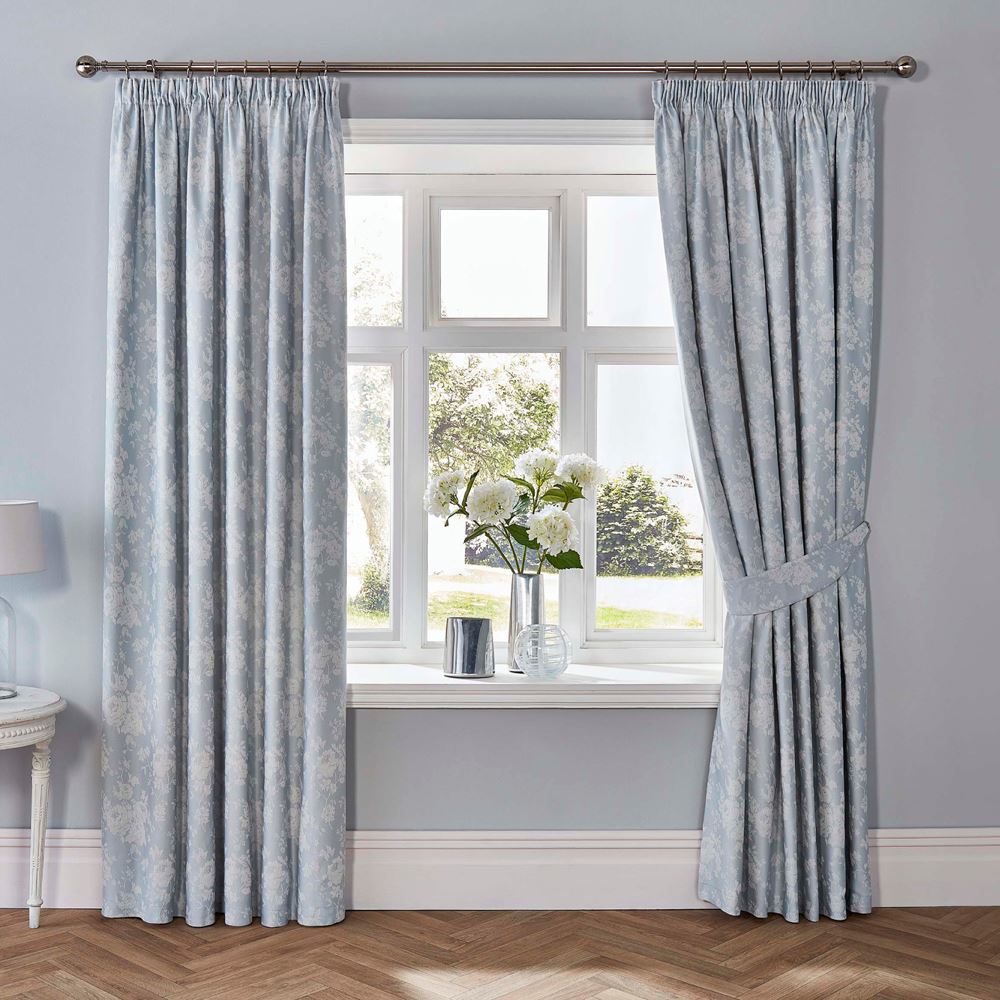 Dreams & Drapes Imelda Floral Woven Jacquard Lined Pencil Pleat Curtains