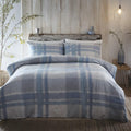 Appletree Hygge Verbier Check 100% Brushed Cotton Duvet Cover Set, Blue, Single