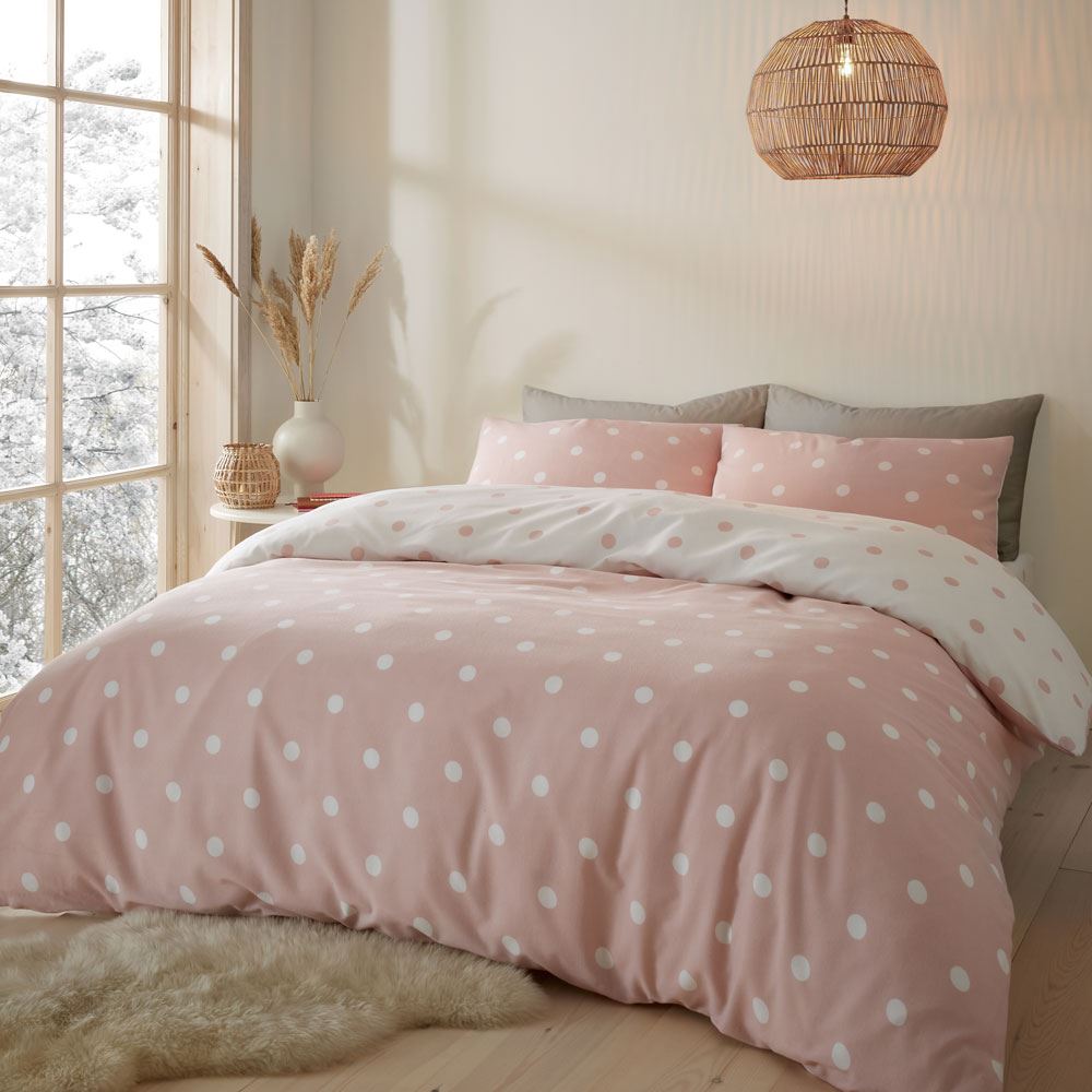 Catherine Lansfield Brushed Spot Reversible Duvet Cover Set