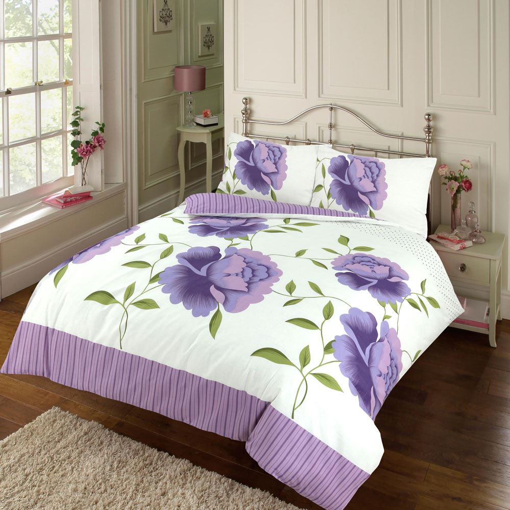 Night Zone Rosaleen Floral Stripe Reversible Duvet Cover Set