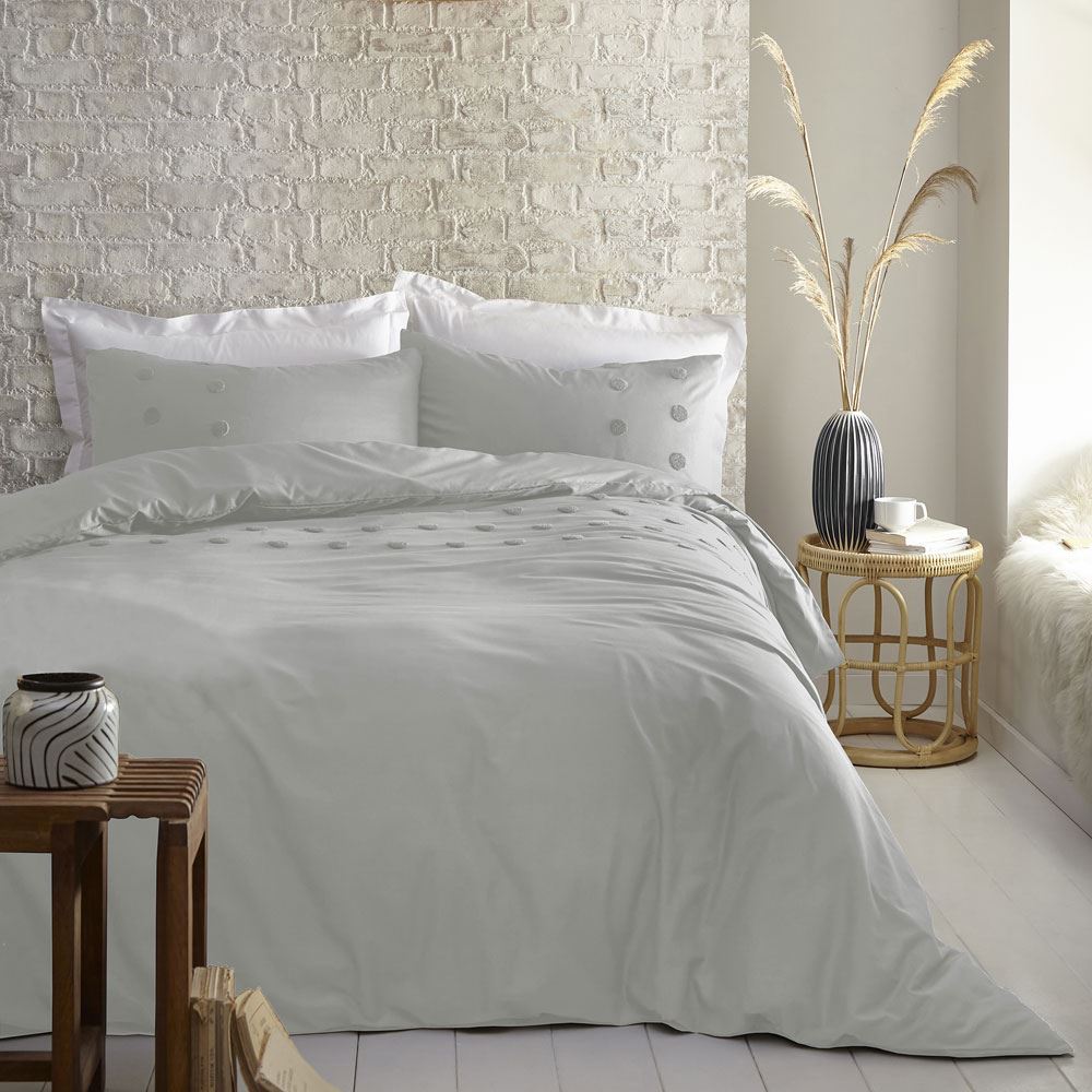 Appletree Boutique Ayda Tufted Spots Embellished 100% Cotton Duvet Cover Set