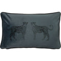 Evans Lichfield Savannah Leopards Faux Velvet Piped Edge Cushion Cover, Petrol, 30 x 50 Cm