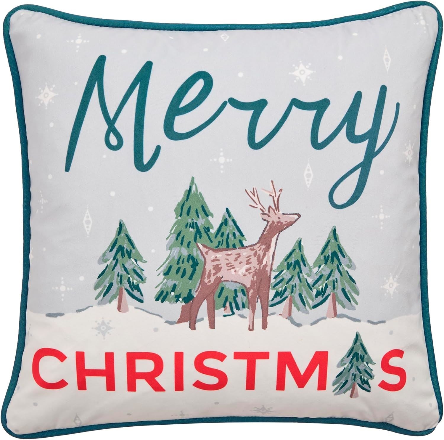 Fusion Merry Christmas Deer Velvet Piped Edge Cushion Cover