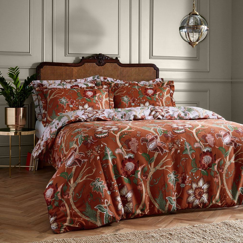 Paoletti Botanist 100% Cotton Sateen 200 Thread Count Duvet Cover Set