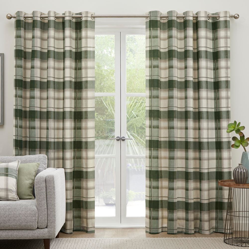 Fusion Balmoral Check 100% Cotton Eyelet Lined Curtains