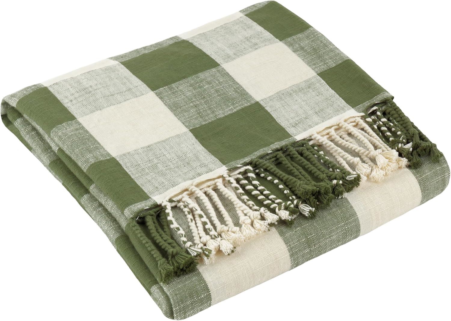 Yard Chesil Check Woven 100% Cotton Tasselled Throw
