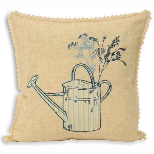 Paoletti Watering Can Linen Cushion Cover, 43 x 43 Cm