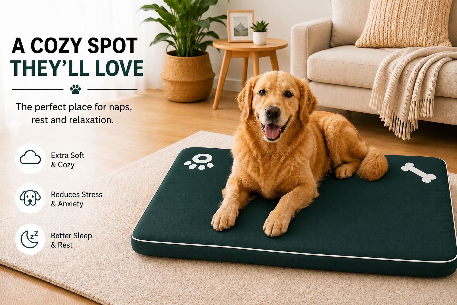 Night Zone Super Soft Bone & Paw Pet Bed Mat