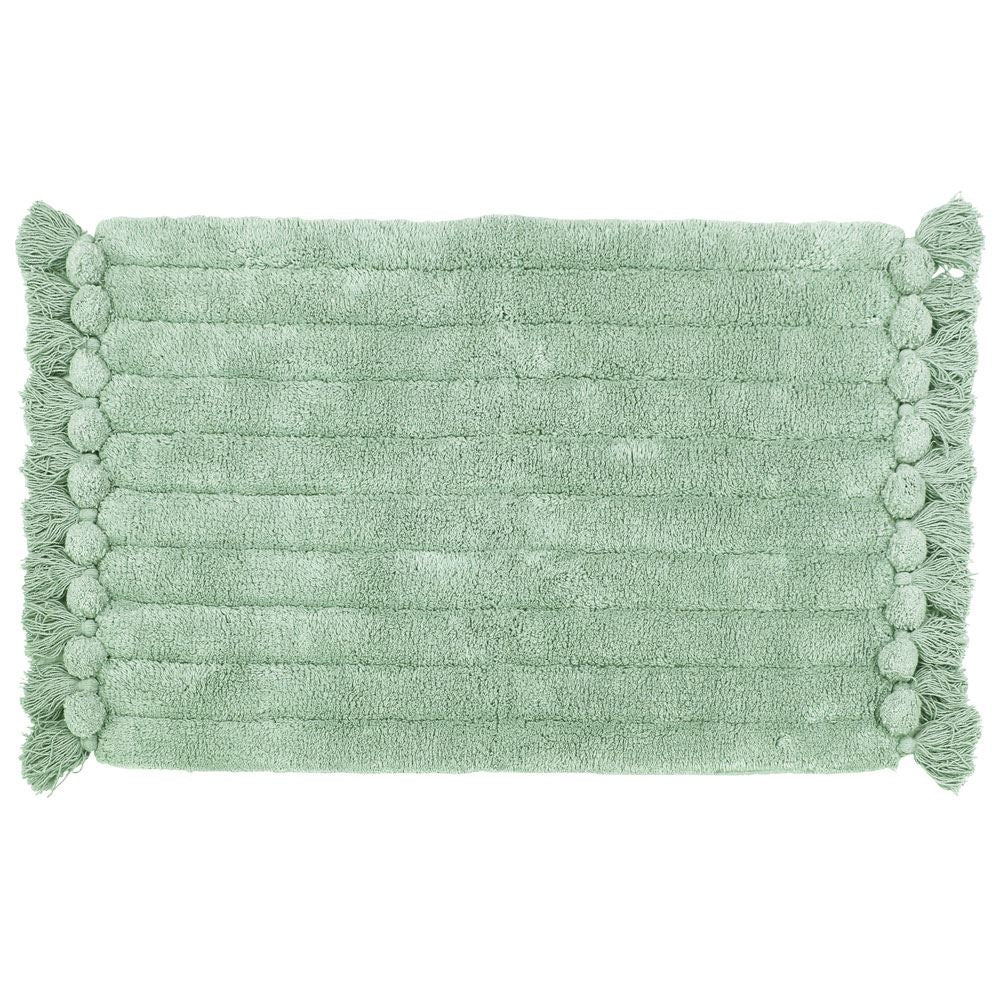 The Linen Yard Ribbed Tasselled 100% Cotton Bath Mat