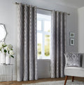 Curtina Marco Geometric Woven Jacquard Eyelet Curtains