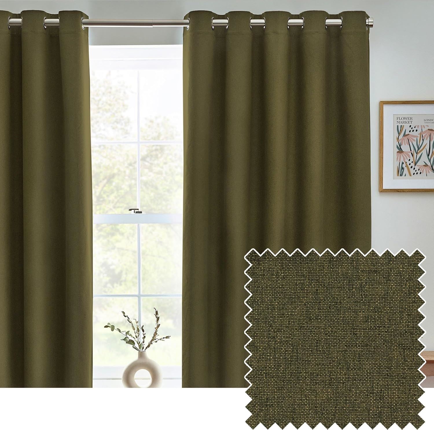 Furn Dawn Plain Thermal Blackout Eyelet Lined Curtains