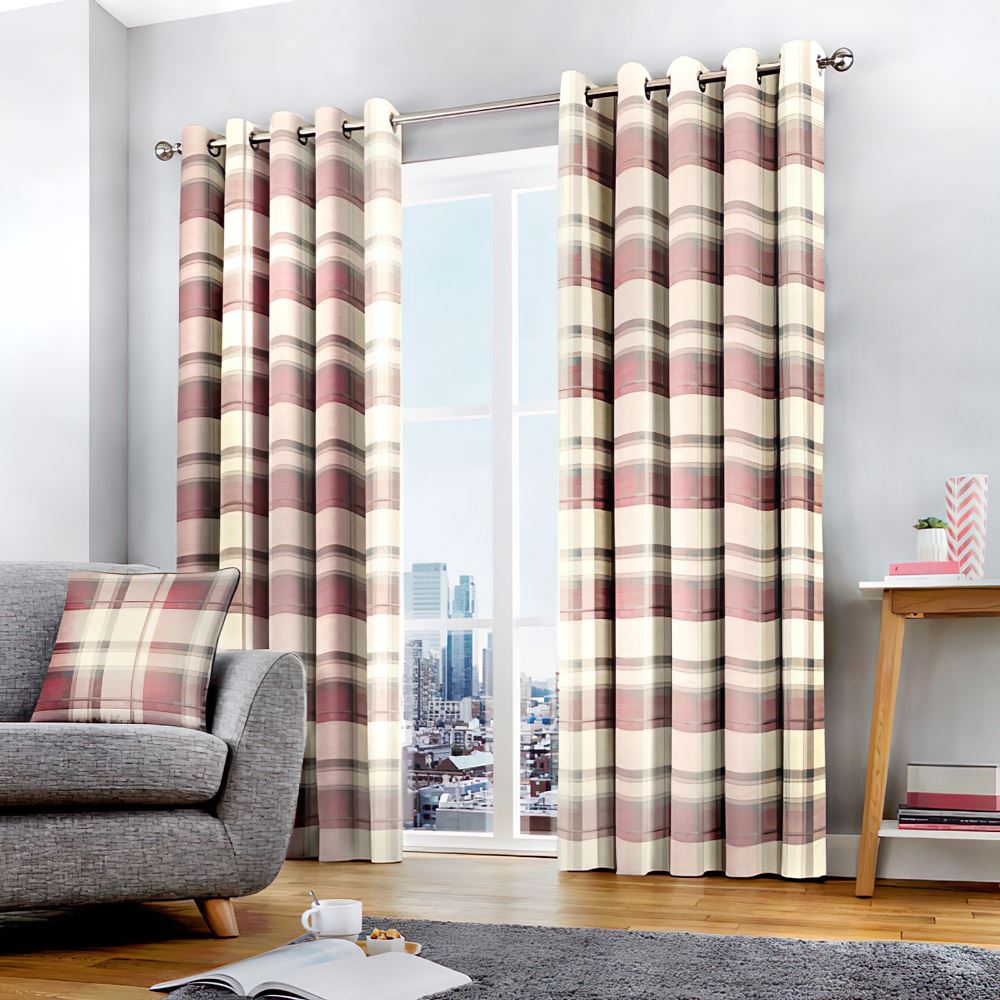 Fusion Balmoral Check 100% Cotton Eyelet Lined Curtains