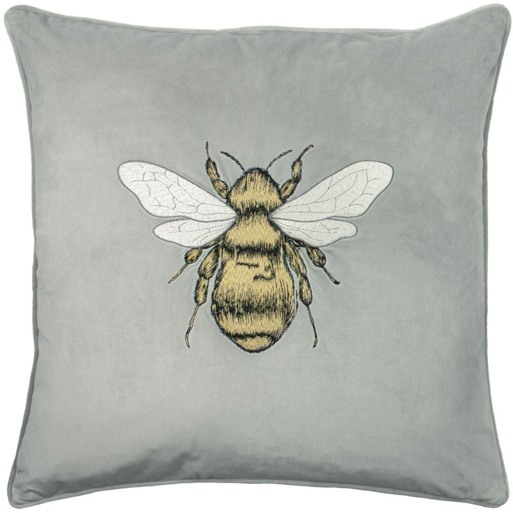 Paoletti Hortus Bee Embroidered Velvet Piped Edge Cushion Cover