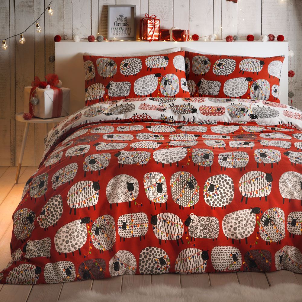 Fusion Dotty Sheep Print Reversible Duvet Cover Set