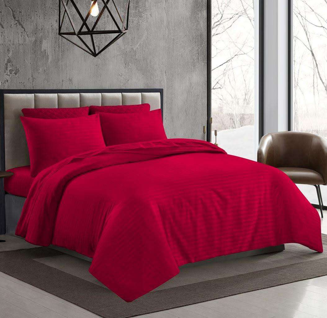 Night Zone Satin Stripe 100% Cotton 250 Thread Count Duvet Cover Set