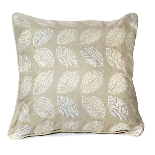 Fusion Delft Leaf Print Piped Filled Cushion