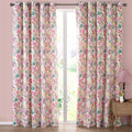 Catherine Lansfield Tilly Floral Fully Reversible 66x90 Inch Eyelet Curtains Two Panels Pink