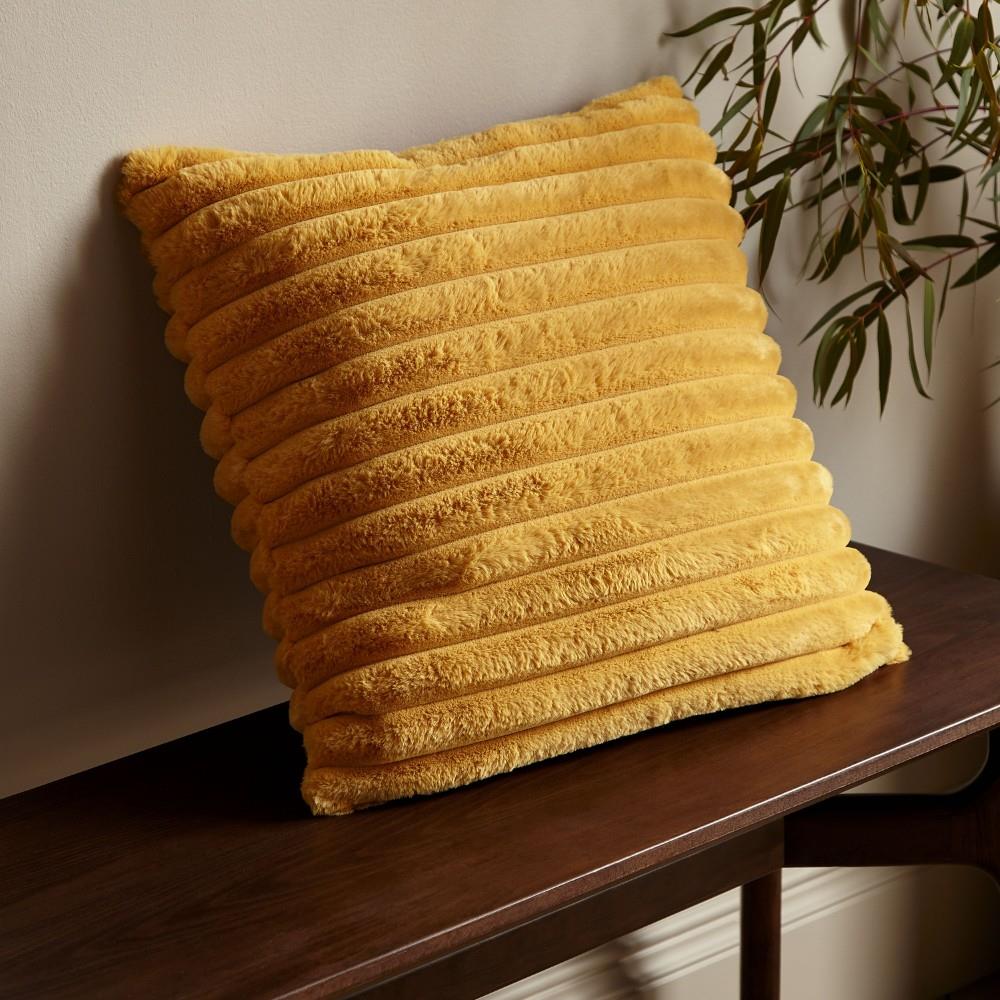 Catherine Lansfield Cosy Ribbed Faux Fur Soft Touch Filled Cushion