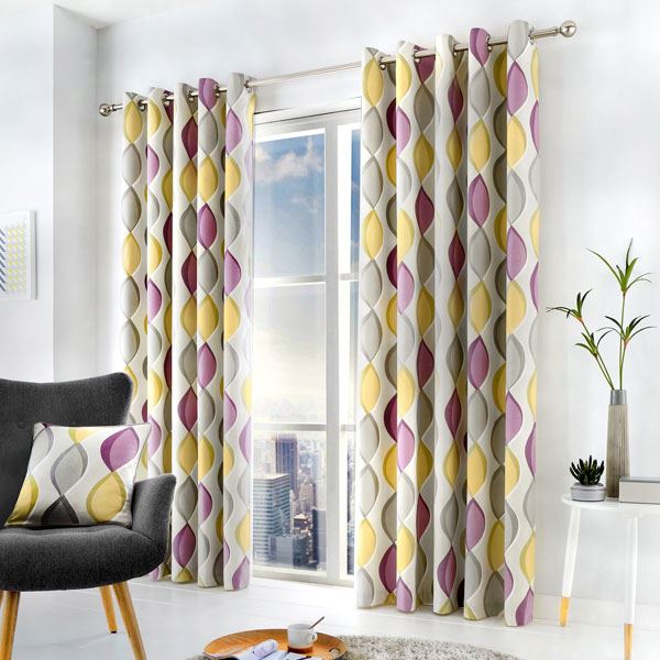 Fusion Lennox 100% Cotton Eyelet Lined Curtains