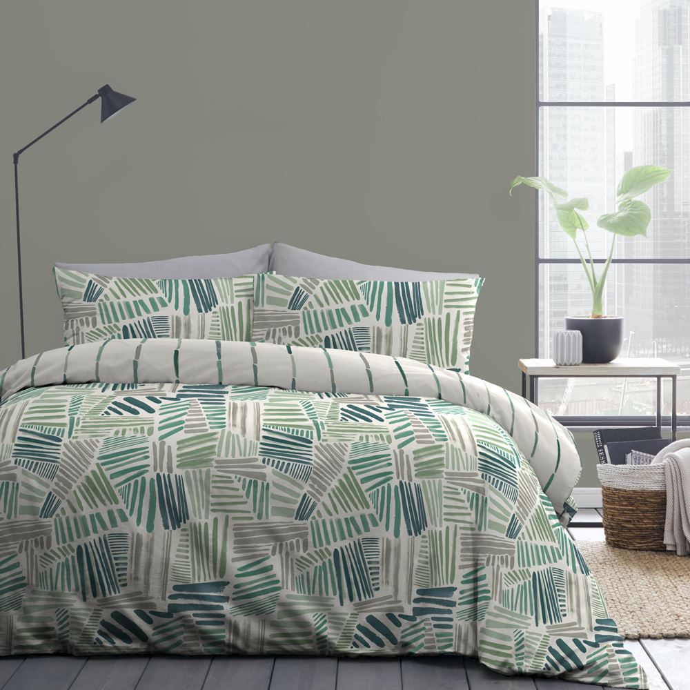 Fusion Mona Contemporary Print Easy Care Reversible Duvet Cover Set