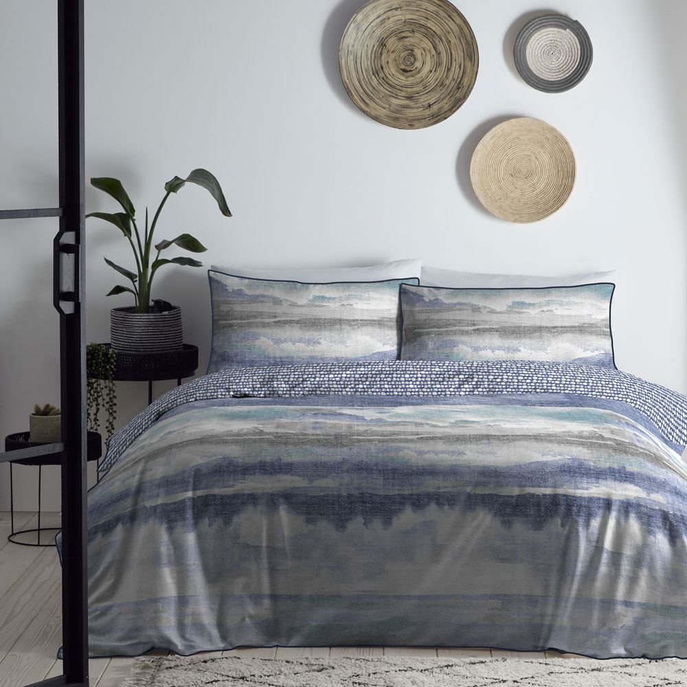 Appletree Loft Landscape Watercolour Print Reversible 100% Cotton Duvet Cover Set
