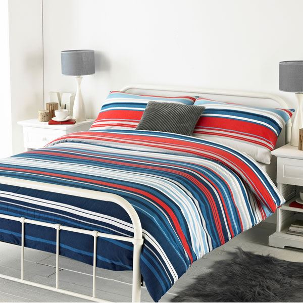 Paoletti Lymington Striped Reversible 100% Cotton Duvet Cover Set