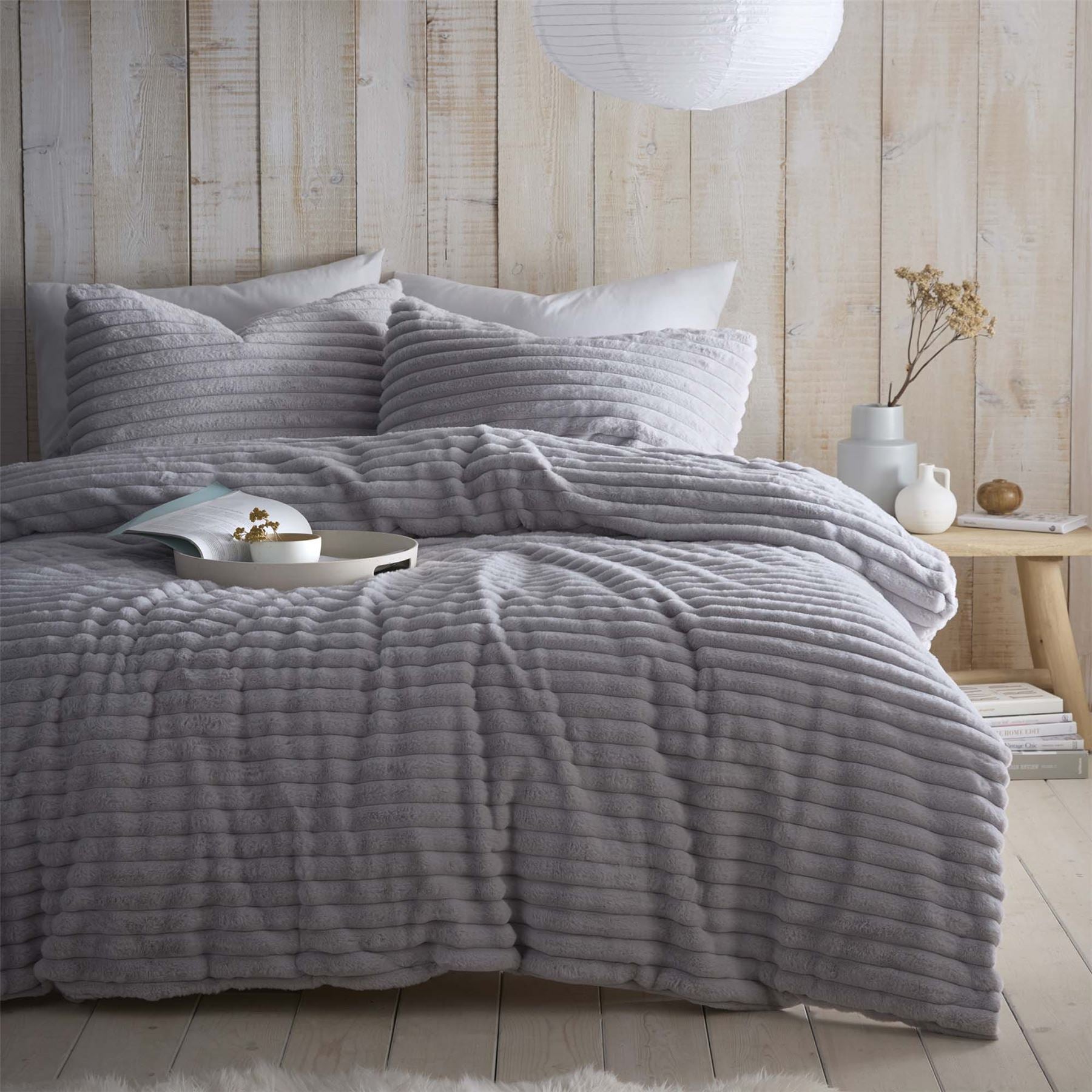 Appletree Hygge Morritz Ribbed Faux Fur Duvet Cover Set