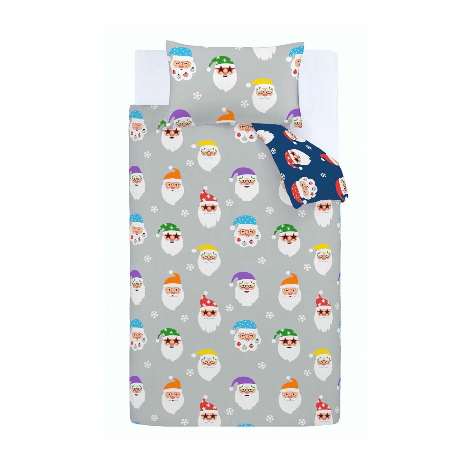 Catherine Lansfield Christmas Santa Spec-Tacular Easy Care Reversible Duvet Cover Set