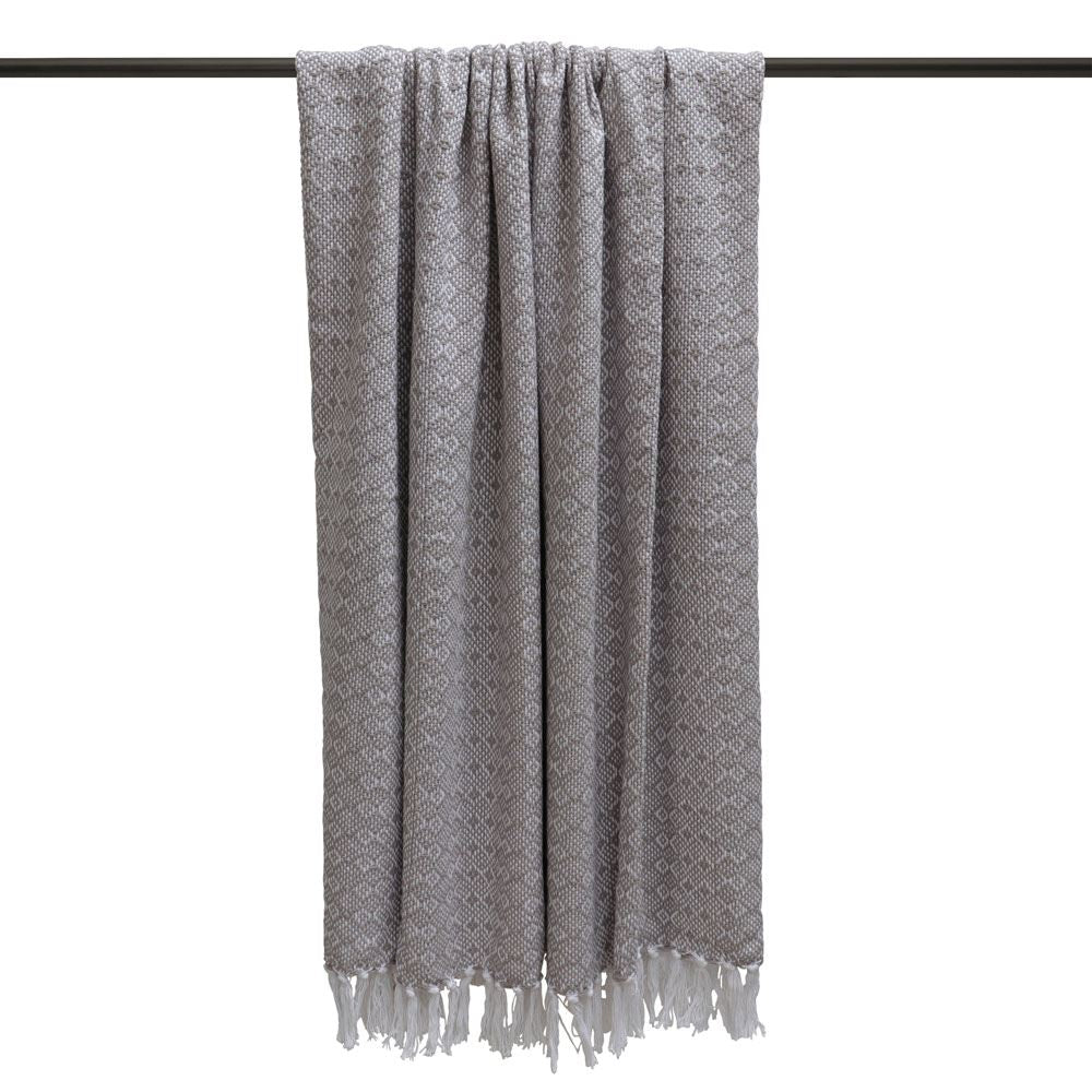 Furn Jewels Knitted Geometric Diamond 100% Cotton Tasselled Throw