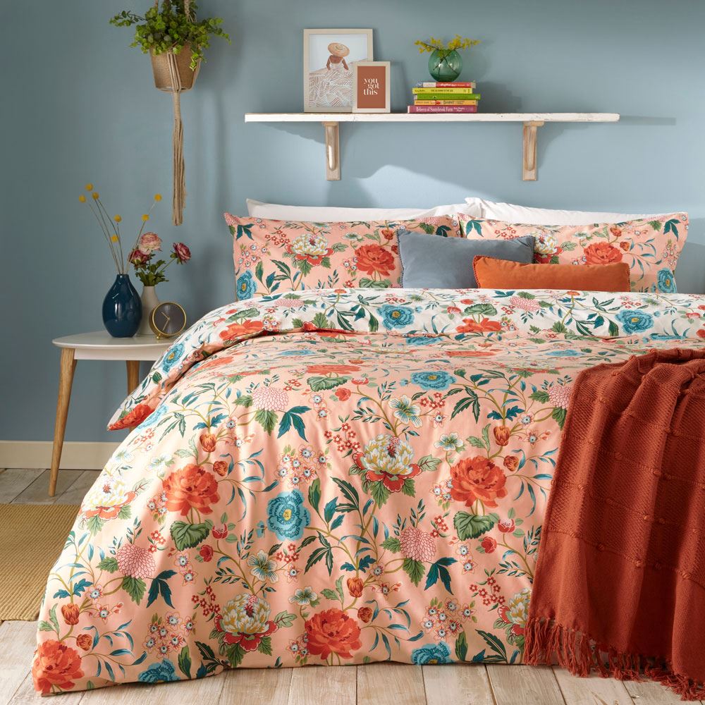 Furn Azalea Floral Print Reversible Duvet Cover Set