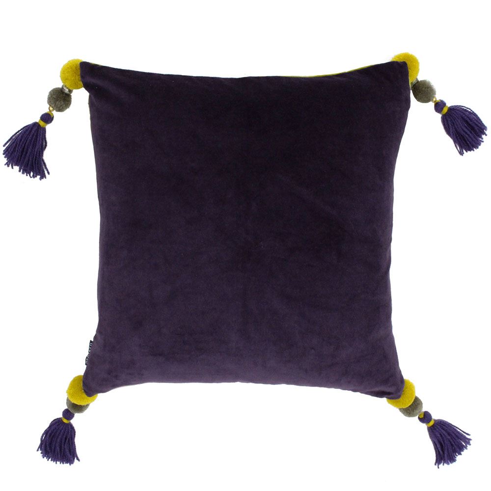 Riva Paoletti Poonam Faux Velvet Pom Pom Tasselled Cushion Cover