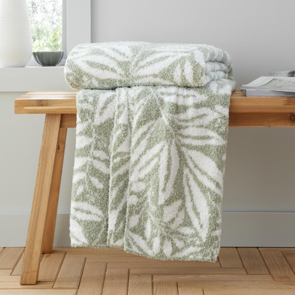 Catherine Lansfield So Soft Sorrel Leaves 130x170 cm Blanket Throw Green