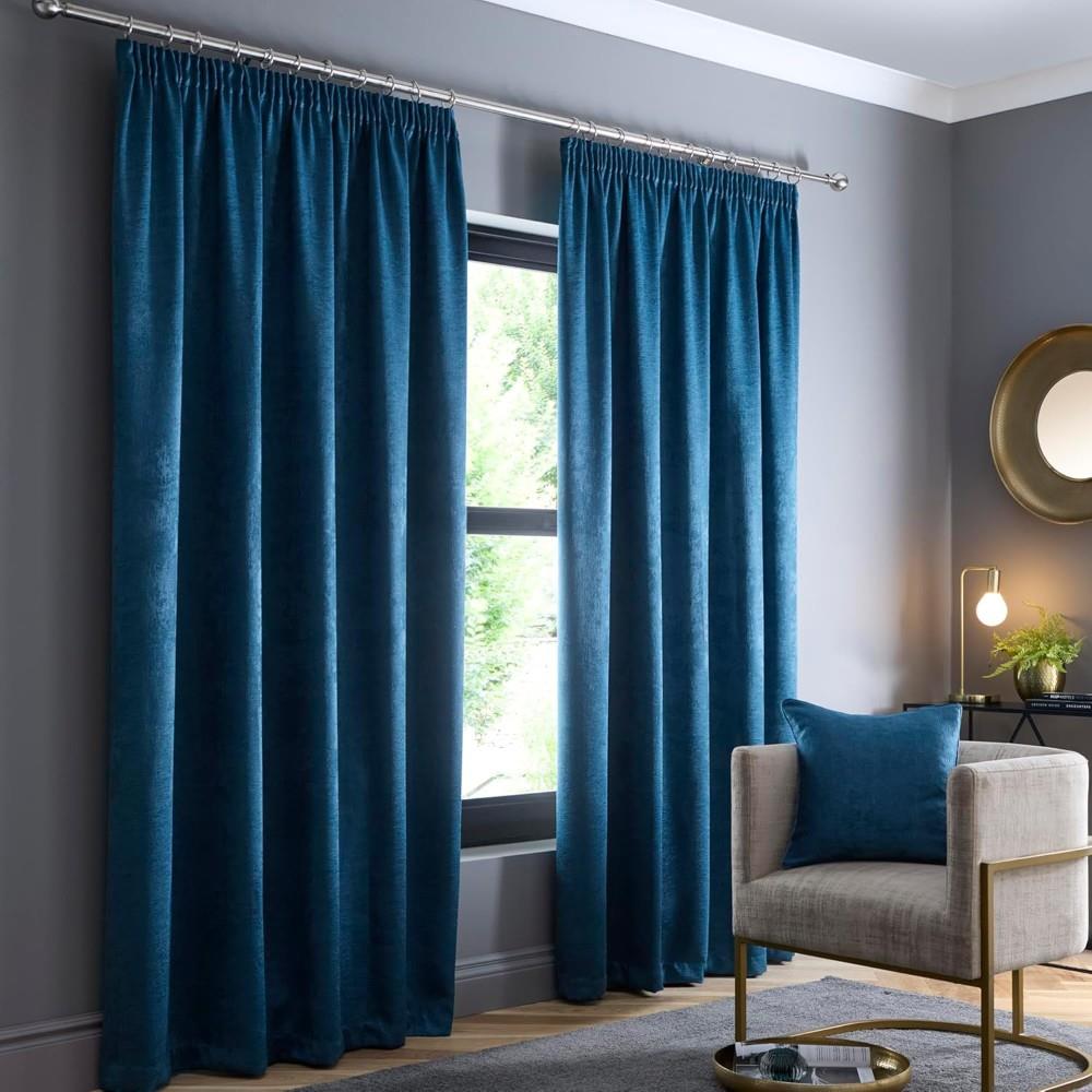 Fusion Galaxy Plain Dyed Triple Woven Thermal Pencil Pleat Lined Curtains